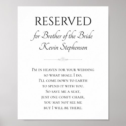 Im In Heaven For Wedding Brother Bride Memorial Poster