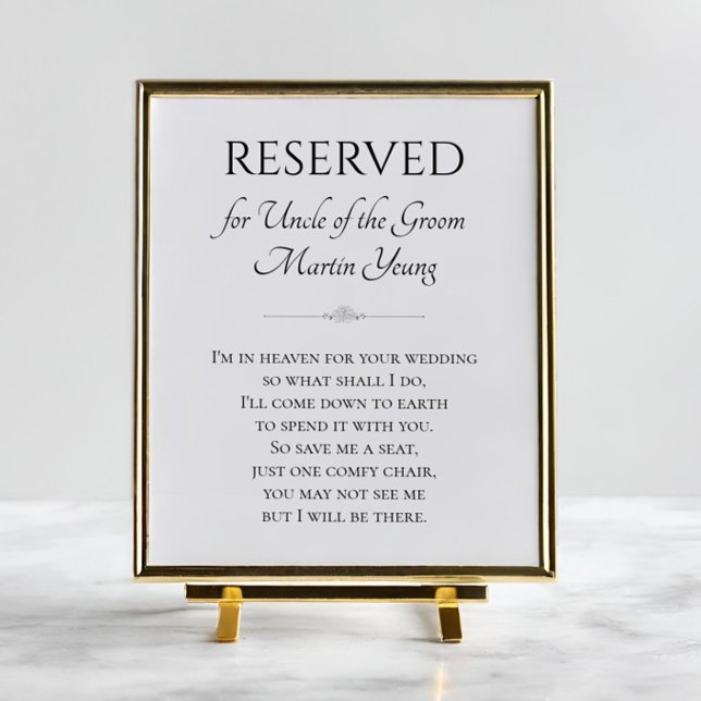 I'm In Heaven For Wedding Uncle of Groom Memorial Poster (Creator Uploaded)
