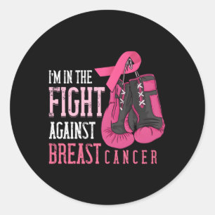 I'M In The Fight K Ribbon Gloves Breast Cancer Awa Classic Round Sticker
