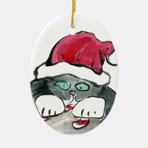 Im invisible _ right says Gray Kitten Ceramic Ornament