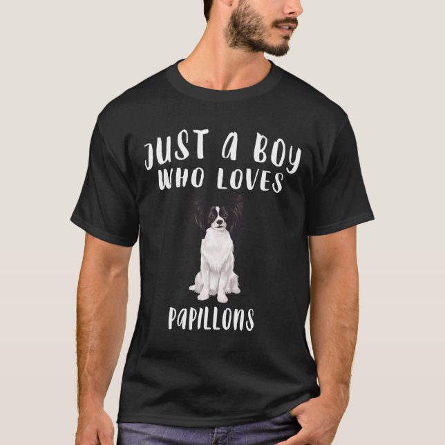 Im Just A Boy Who Loves Papillons Dog T-Shirt (Front)