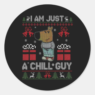 I'm Just A Chill Guy Who Likes Christmas Meme Classic Round Sticker