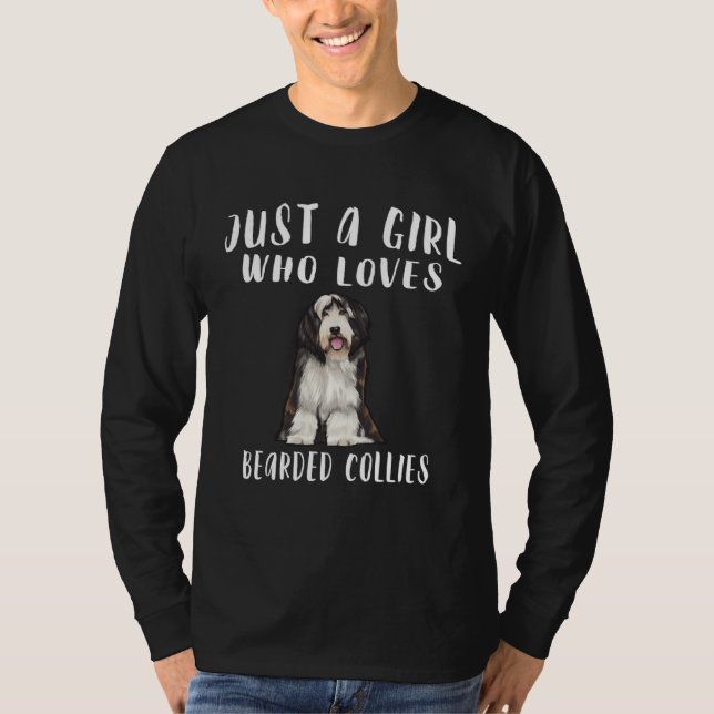 Im Just A Girl Who Loves Bearded Collies Dog T-Shirt (Front)