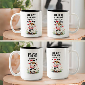 I'm Just A Girl Who Loves Cows 325ml & 444ml Two-Tone Coffee Mug
