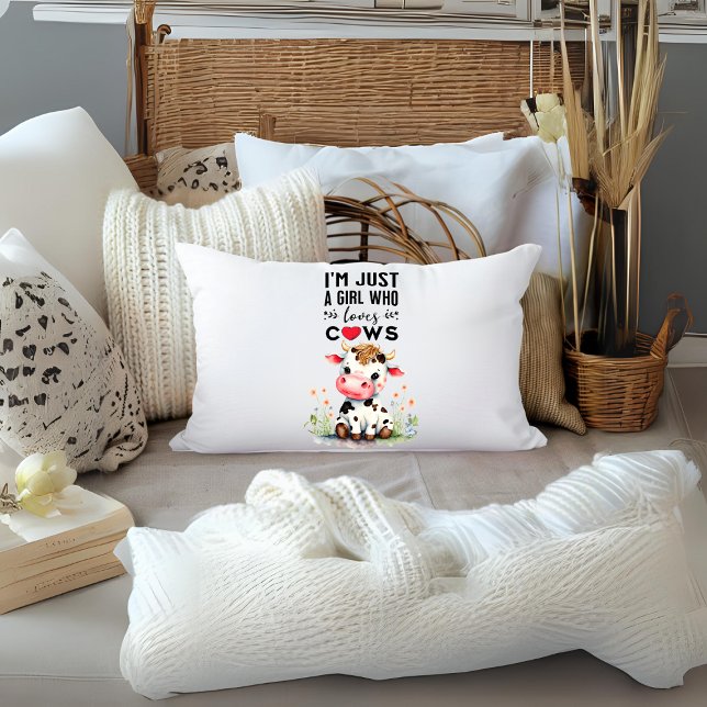  I'm Just A Girl Who Loves Cows Lumbar Pillow (Creator Uploaded)