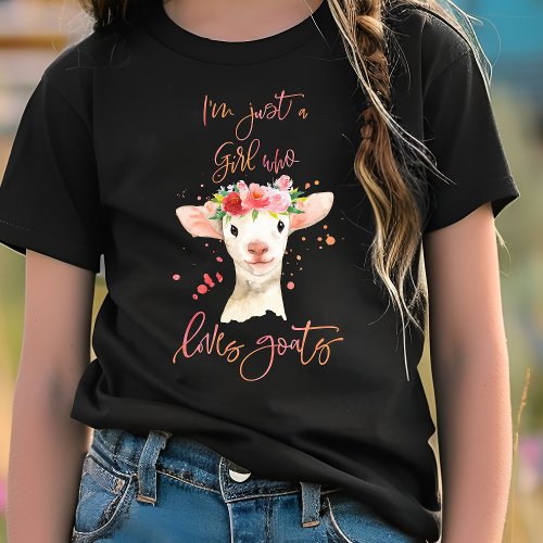 Im Just A Girl Who Loves Goats Watercolor T_Shirt