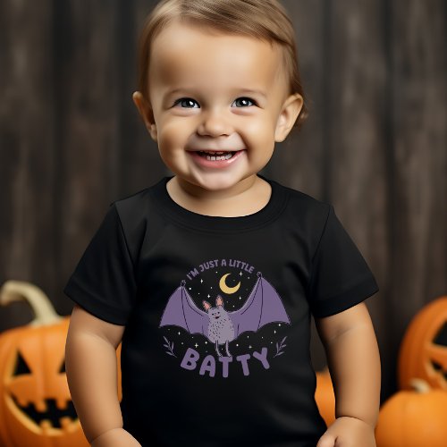 Im Just A Little Batty Funny Halloween Bat Pun Baby T_Shirt
