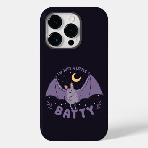 Im Just A Little Batty Funny Halloween Bat Pun Case_Mate iPhone 14 Pro Case