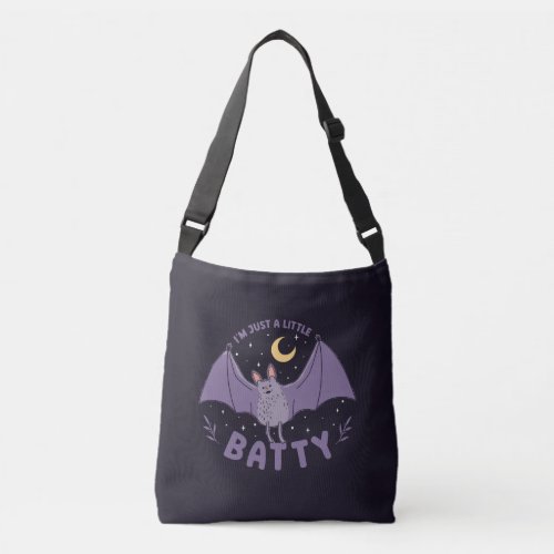 Im Just A Little Batty Funny Halloween Bat Pun Crossbody Bag