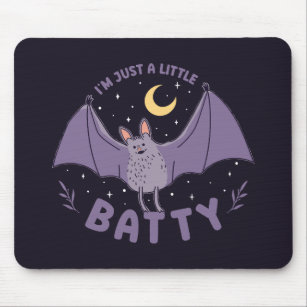 I'm Just A Little Batty Funny Halloween Bat Pun Mouse Pad