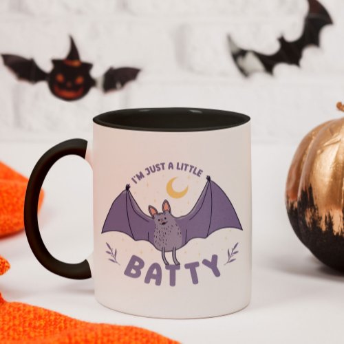 Im Just A Little Batty Funny Halloween Bat Pun Mug