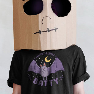 I'm Just A Little Batty Funny Halloween Bat Pun T-Shirt