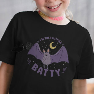 I'm Just A Little Batty Funny Halloween Bat Pun T-Shirt