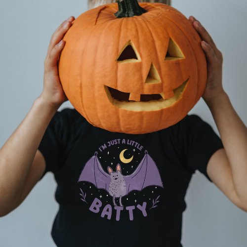 Im Just A Little Batty Funny Halloween Bat Pun T_Shirt