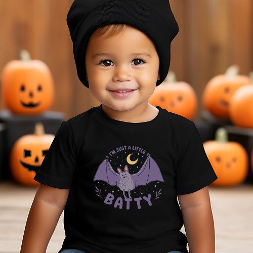 Im Just A Little Batty Funny Halloween Bat Pun Toddler T_shirt