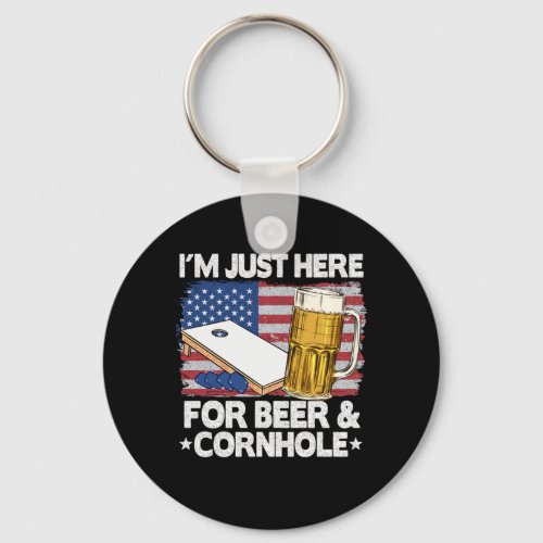 Im Just Here For Beer Cornhole American Flag Corn  Keychain