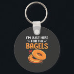 I'm Just Here for the Bagels Jewish Food  Keychain<br><div class="desc">bagel lover humor,  Jewish food joke,  funny Hanukkah 2025,  breakfast joke,  Jewish culture shirt,  lox and bagels joke,  pastrami pun,  foodie Hanukkah gift,  holiday bagel humor,  Hanukkah 2025</div>