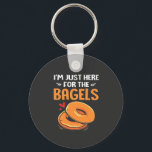 I'm Just Here for the Bagels Jewish Food  Keychain<br><div class="desc">bagel lover humor,  Jewish food joke,  funny Hanukkah 2025,  breakfast joke,  Jewish culture shirt,  lox and bagels joke,  pastrami pun,  foodie Hanukkah gift,  holiday bagel humor,  Hanukkah 2025</div>