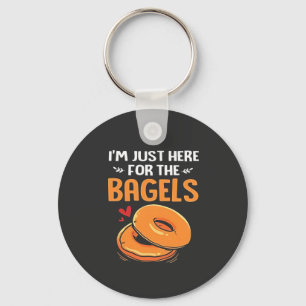 I'm Just Here for the Bagels Jewish Food Keychain