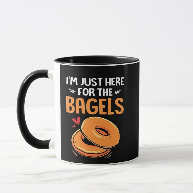 I'm Just Here for the Bagels Jewish Food  Mug (Left)