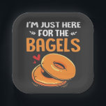 I'm Just Here for the Bagels Jewish Food  Paper Plates<br><div class="desc">bagel lover humor,  Jewish food joke,  funny Hanukkah 2025,  breakfast joke,  Jewish culture shirt,  lox and bagels joke,  pastrami pun,  foodie Hanukkah gift,  holiday bagel humor,  Hanukkah 2025</div>