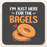 I'm Just Here for the Bagels Jewish Food  Square Paper Coaster<br><div class="desc">bagel lover humor,  Jewish food joke,  funny Hanukkah 2025,  breakfast joke,  Jewish culture shirt,  lox and bagels joke,  pastrami pun,  foodie Hanukkah gift,  holiday bagel humor,  Hanukkah 2025</div>