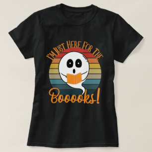 I'm Just Here For The Books Ghost Books Halloween  T-Shirt