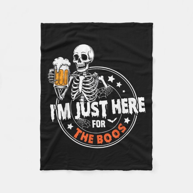 I'm Just Here For The Boos Cute Ghost Halloween Co Fleece Blanket (Front)