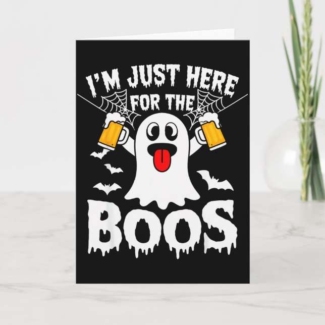 I'm Just Here For The Boos Funny Halloween Ghost M Card (Front)