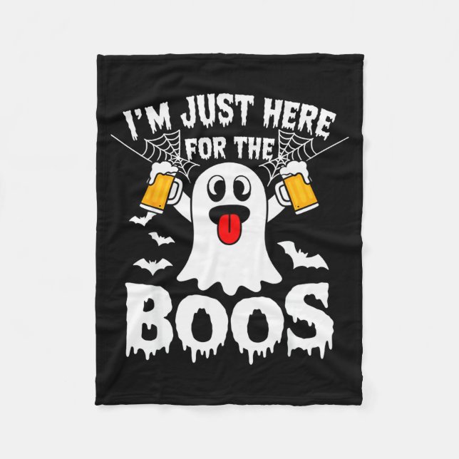 I'm Just Here For The Boos Funny Halloween Ghost M Fleece Blanket (Front)