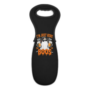i'm just here for the boos funny halloween wine bag