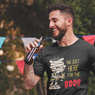 "I'm Just Here For The BOOS" Funny Mummy Halloween T-Shirt