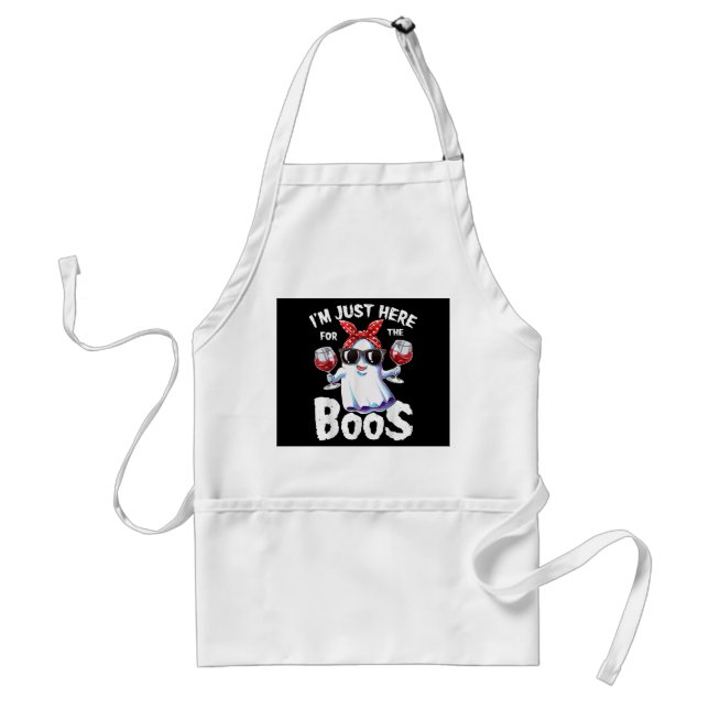 I'm Just Here For The Boos Halloween Women Ghost C Adult Apron (Front)
