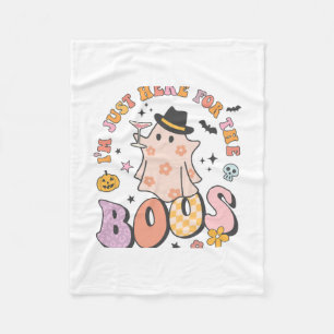 I'm just here for the Boos, Retro Groovy Halloween Fleece Blanket