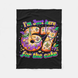 Im Just Here For The Cake Mardi Gras Kingcake Fleece Blanket