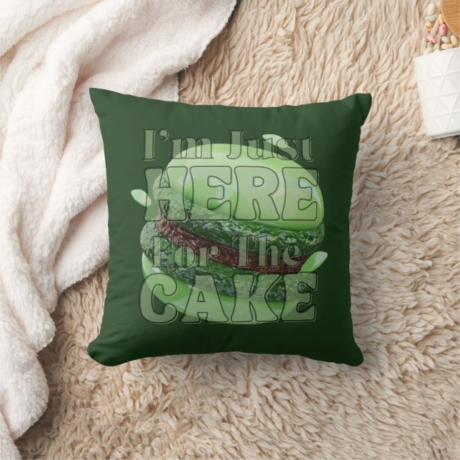 I'm Just Here For The Cake, Matcha Cake Throw Pillow (Blanket)