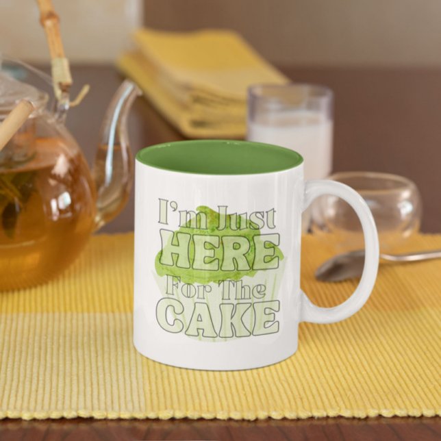 I'm Just here for the cake, matcha cake Two-Tone Coffee Mug (Creator Uploaded)