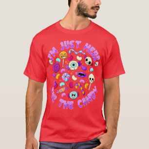Im Just Here For The Candy Funny Halloween Pun Kid T-Shirt