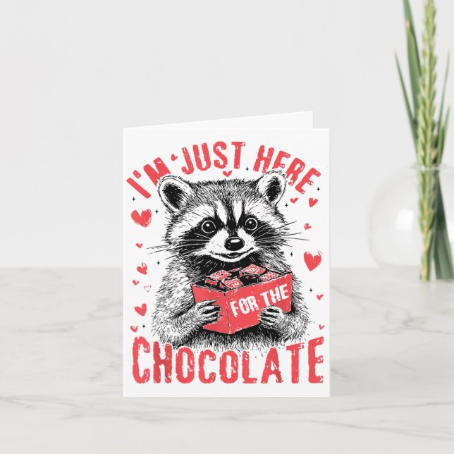 I'm Just Here For The Chocolate Funny Raccoon Vale Card (Front)