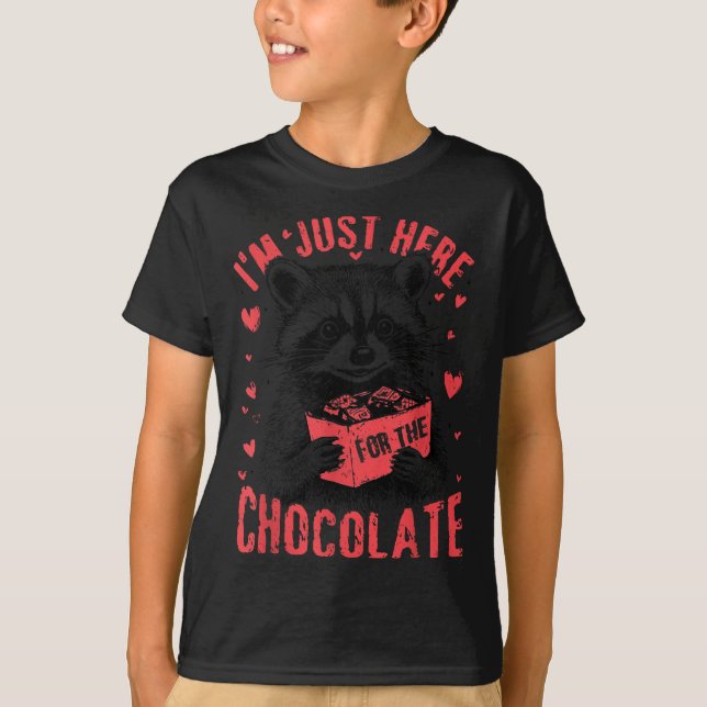 I'm Just Here For The Chocolate Funny Raccoon Vale T-Shirt (Front)