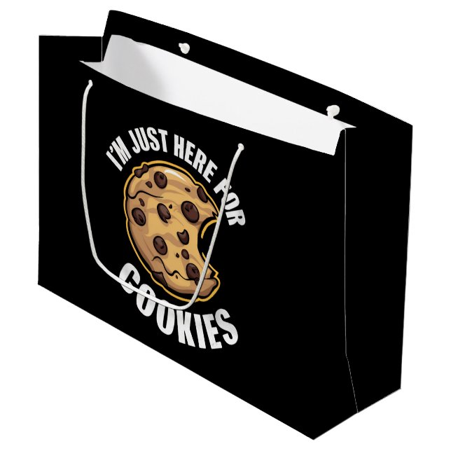 I'm Just Here For The Cookies Funny Christmas Large Gift Bag (Front Angled)