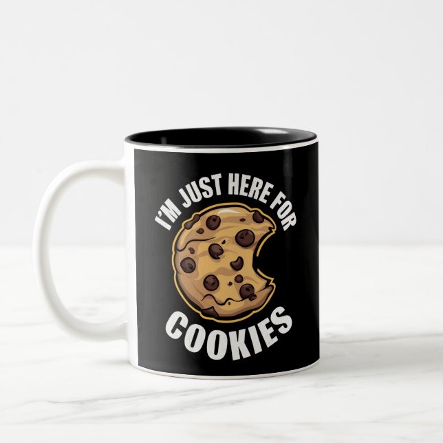 I'm Just Here For The Cookies Funny Christmas Two-Tone Coffee Mug (Left)