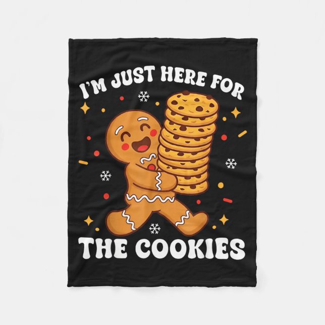 I'm Just Here For The Cookies Gingerbear  Fleece Blanket (Front)