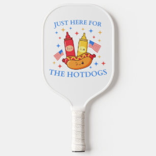 I'm Just Here For The Hotdogs Funny Fourth of July Pickleball Paddle