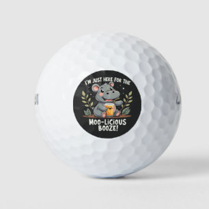I'm Just Here for the Moo-licious Booze Moo Deng Golf Balls