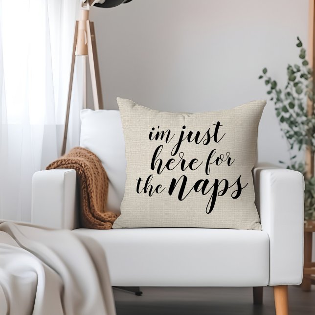 I'm Just Here for the Naps | Rustic Ivory Throw Pillow (Creator Uploaded)