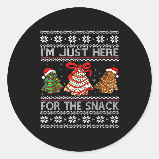 I'm Just Here For The Snack Christmas Cakes Debbie Classic Round Sticker (Front)