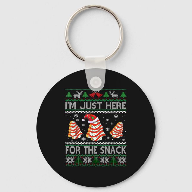 I'm Just Here For The Snack Christmas Cakes Debbie Keychain (Front)