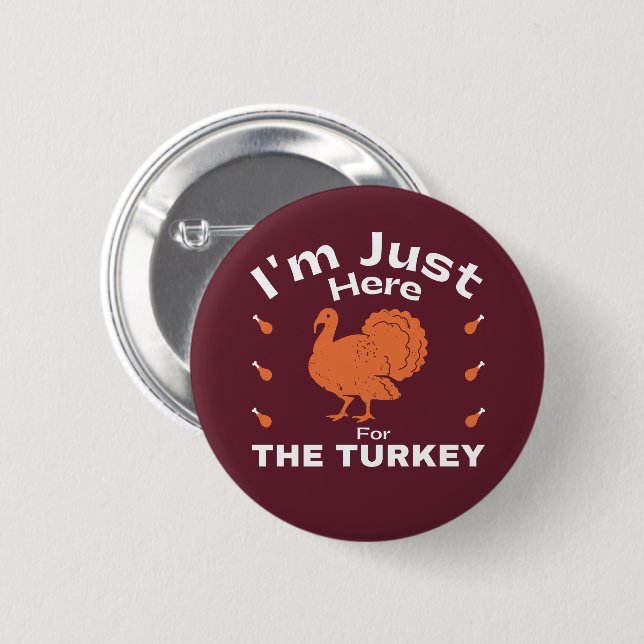 I'm Just Here For The Turkey  Button (Front & Back)