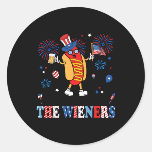 IM Just Here For The Wieners 4Th Of July Usa Classic Round Sticker